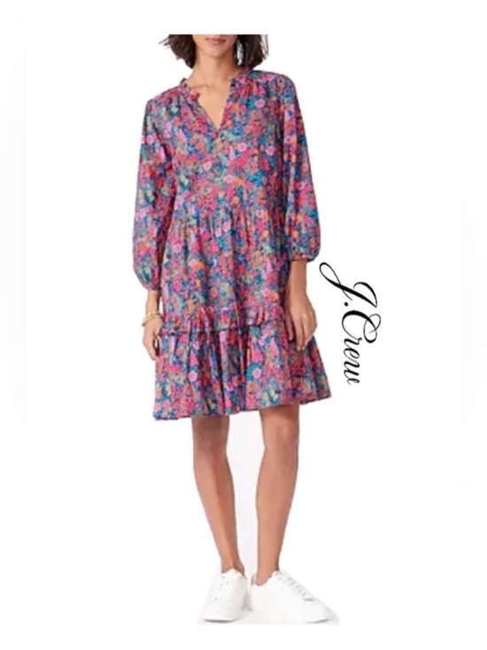 J. Crew Dresses & Skirts - Ruffleneck Tiered Popover Liberty® Ciara Dress. Size S